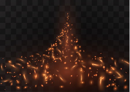 Set of golden glowing lights effects isolated on transparent background. Sun flash with rays and spotlight. Glow light effect. Star burst with sparkles.のイラスト素材