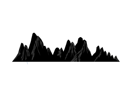 Mountain silhouettes overlook. Vector rocky hills terrain vector, mountains silhouette set isolated on white background for landscape design.のイラスト素材