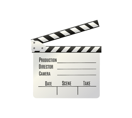 Realistic clapper.cinema.Board on a white background.film.time.vector illustrationのイラスト素材