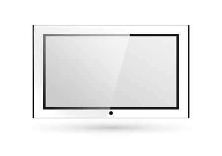 Frame of TV. Empty led monitor of computer or black photo frame isolated on a transparent background. Vector blank screen lcd, plasma, panel or TV for your design.のイラスト素材