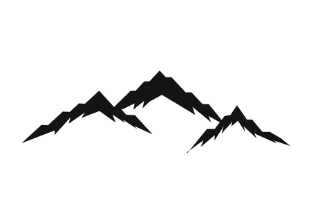 Mountain silhouettes overlook. Vector rocky hills terrain vector, mountains silhouette set isolated on white background for landscape design.のイラスト素材