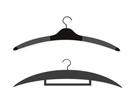 Realistic wooden hangers. For coats, sweaters, dresses, skirts, pants. Design template,layout for graphics, advertisingのイラスト素材