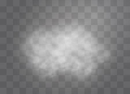 Transparent special effect stands out with fog or smoke. White cloud vector, fog or smog. Vector illustration. White gradient on a transparent background. Rainy weather on a transparent background.のイラスト素材