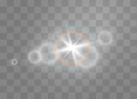 Sunlight a translucent special design of the light effect. Vector blur in the light of radiance. Isolated sunlight transparent background. Element of decor. Horizontal rays of light.のイラスト素材