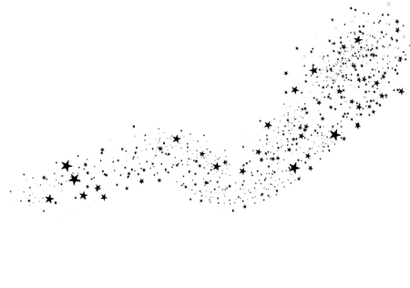 Stars on a white background. Black star shooting with an elegant star.Meteoroid, comet, asteroidのイラスト素材