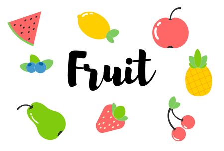 Beautiful fruits and vegetables. flat style.の写真素材