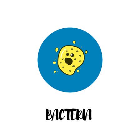 Viruses vector cartoon bacteria. bacterial infection or disease. Microbiology illustration set of emotional microorganisms.の写真素材