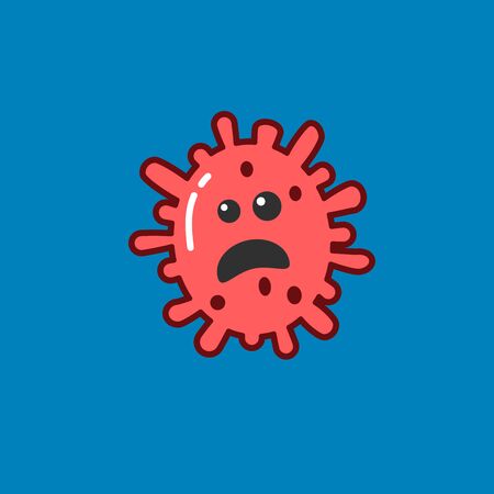 Viruses vector cartoon bacteria. bacterial infection or disease. Microbiology illustration set of emotional microorganisms.の写真素材