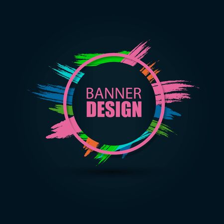 Vector banner on a black background. Beautiful colorful background for text and graphics. Design element for business cards,flyers and brochures.の写真素材