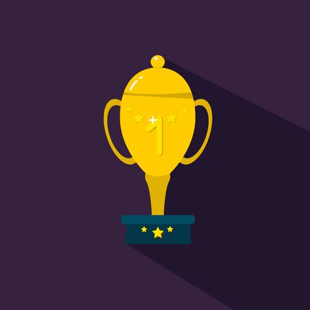 Gold cups for winners and other sports trophies. Gold award and trophy for the championship. Vector illustration. Flat style.の写真素材