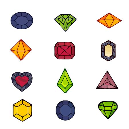Diamonds beautiful set. Rhomboid line icon. Diamond outline vector sign. For girls jewelry.の写真素材