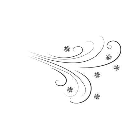 Snow and wind and flying snowflakes. Image of a windy winter. Flat design style. Simple icon Modern flat icon in black colors. vector illustration.のイラスト素材