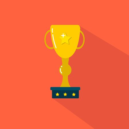 Gold cups for winners and other sports trophies. Gold award and trophy for the championship. Vector illustration. Flat style.の写真素材