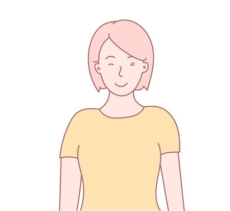 Expression of good human emotions. Hand drawn style vector design illustration. Vector design style for website, brochure, newspaper.のイラスト素材