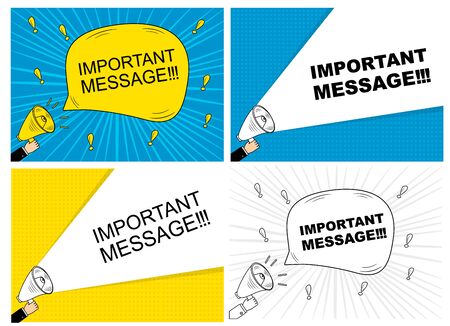 Megaphone banner with speech bubble of important announcement. Speaker. Banner for business, marketing and advertising. Vector illustrationのイラスト素材