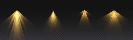 The yellow spotlight shines on the stage. light exclusive use lens flash light effect. abstract light from a lamp or spotlight. lighted scene. podium under the spotlight. vectorのイラスト素材