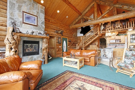 Horse Farm Log Cabin In Washington State Royalty Free Images