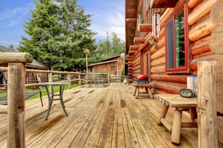 Cabin rustic deck exterior.の写真素材
