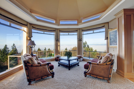 Luxury room with amazing window viewの写真素材
