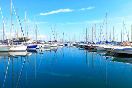Antibes, France - October 17, 2011: Port of Antibes on the mediterranean sea in southeastern Franceのeditorial素材