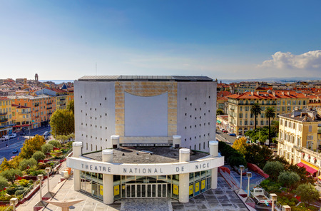 Nice, France - October 17, 2011: Modern architecture of the Theatre National de Nice.のeditorial素材