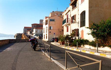Antibes, France - October 17, 2011: Street in the old town Antibes in France.のeditorial素材