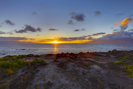 Island Maui tropical cliff coast line with ocean. Hawaii. Sunsetの写真素材