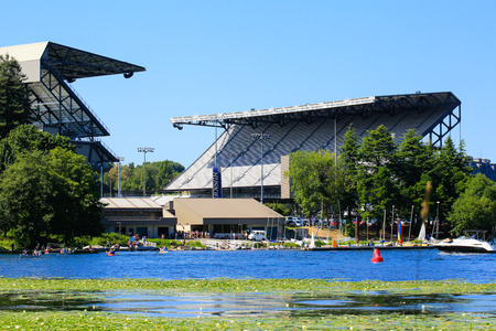 Seattle, WA - March 23, 2011: University of Washington - Husky Stadium, view from the waterのeditorial素材