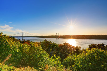 Awesome scenic bay view at sunset in Tacoma. Northwest, USAの写真素材
