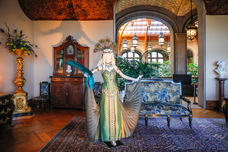 ASHEVILLE, NORTH CAROLINA - MARCH 4, 2017:  Biltmore's costume exhibition, real show stopper is the Cleopatra costume worn by Uma Thurman in The Golden Bowl (2000).のeditorial素材