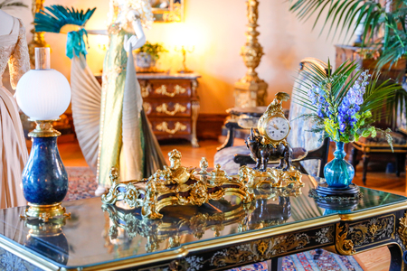 ASHEVILLE, NORTH CAROLINA - MARCH 4, 2017:  Biltmore's costume exhibition with the Vanderbilt family's original collection of furnishings and antiques.のeditorial素材