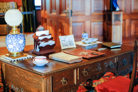 ASHEVILLE, NORTH CAROLINA - MARCH 4, 2017: Biltmore's costume exhibition with the Vanderbilt family's original collection of furnishings and antiques.のeditorial素材