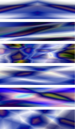 Set of six textures for banners of wavy lines in blueのイラスト素材