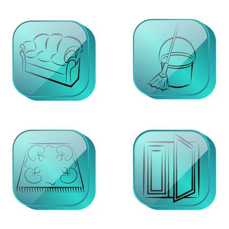 cleaning, four icons blueのイラスト素材