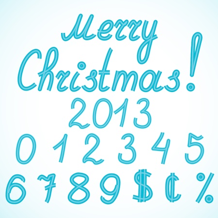 volume neon numbers, signs and inscription Merry Christmasのイラスト素材
