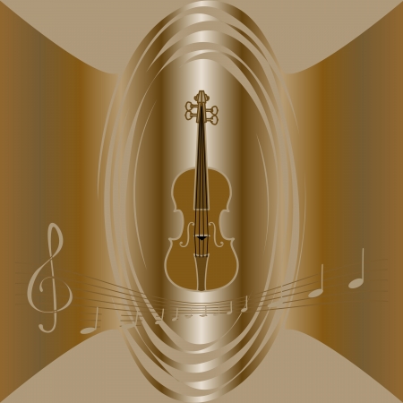  brown background with violinのイラスト素材