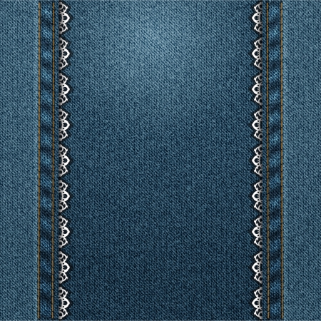 jeans vertical frame with stitched laceのイラスト素材
