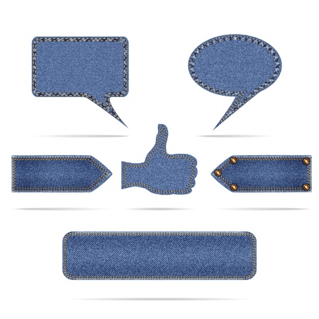 set of modern denim iconsのイラスト素材