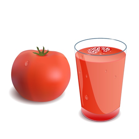 A glass of tomato juice or a cocktail and tomatoのイラスト素材