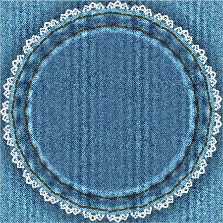 Denim blue circle with lace  Vector backgroundのイラスト素材