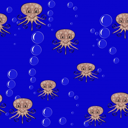 Seamless cartoon pattern with octopuses  illustrationのイラスト素材