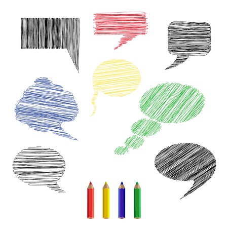 A set of pencil sketches icons comments.のイラスト素材