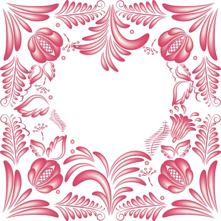 Heart frame on a floral background  Vector illustrationのイラスト素材
