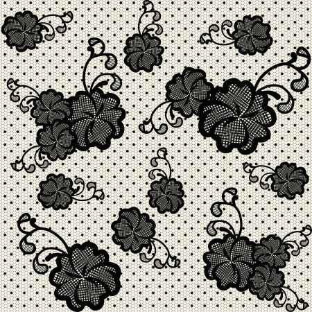 Black lace seamless floral texture  Vector illustration のイラスト素材