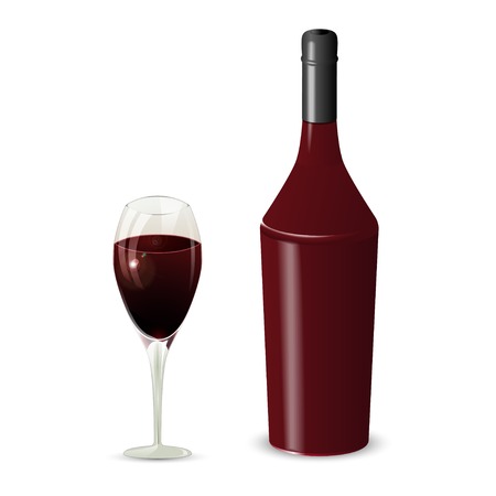 A glass of wine and a bottle  Vector illustration のイラスト素材
