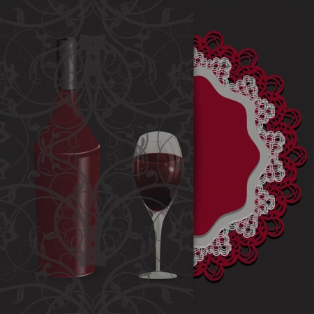 Background with wine glass and bottle  Vector illustration のイラスト素材