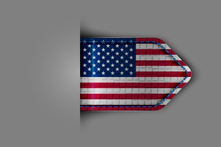 Flag of the United States of America in the form of a glossy textured label or bookmark. Vector illustration.のイラスト素材