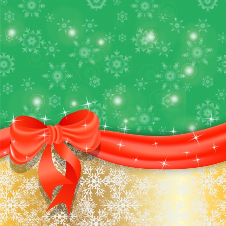 Gold Christmas background with ribbon and bow. Vector illustration.のイラスト素材