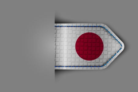 Flag of Japan in the form of a glossy textured label or bookmark. Vector illustration.のイラスト素材
