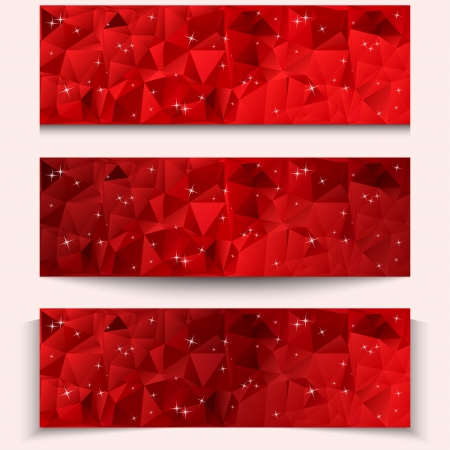 Set of red abstract geometric polygonal banners. のイラスト素材
